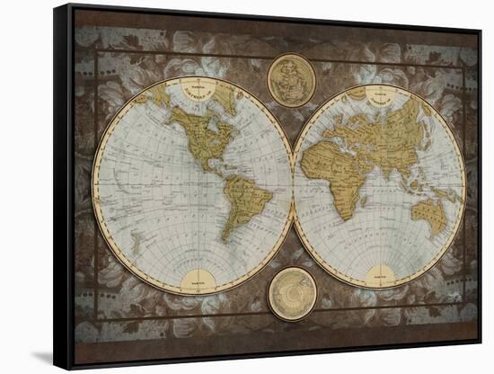 World Map-Elizabeth Medley-Framed Stretched Canvas