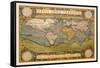 World Map-Abraham Ortelius-Framed Stretched Canvas