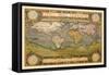 World Map-Abraham Ortelius-Framed Stretched Canvas