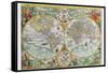 World Map-Petrus Plancius-Framed Stretched Canvas