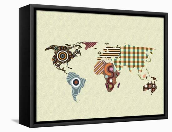 World Map-Lanre Adefioye-Framed Stretched Canvas