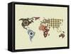 World Map-Lanre Adefioye-Framed Stretched Canvas