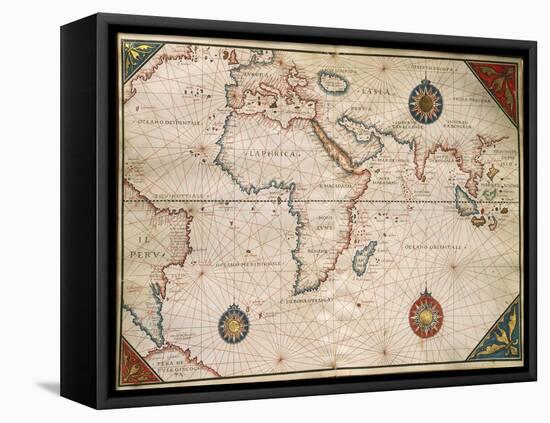 World Map-Giorgio Vasari-Framed Stretched Canvas
