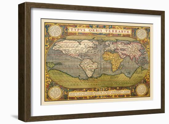 World Map-Abraham Ortelius-Framed Art Print