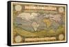 World Map-Abraham Ortelius-Framed Stretched Canvas