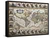 World Old Map. Created By Nicholas Visscher, Published In Amsterdam, 1652-marzolino-Framed Stretched Canvas