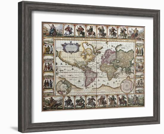 World Old Map. Created By Nicholas Visscher, Published In Amsterdam, 1652-marzolino-Framed Art Print