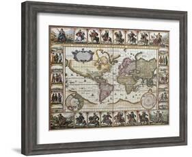 World Old Map. Created By Nicholas Visscher, Published In Amsterdam, 1652-marzolino-Framed Art Print