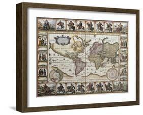 World Old Map. Created By Nicholas Visscher, Published In Amsterdam, 1652-marzolino-Framed Art Print