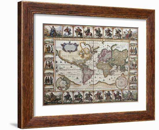 World Old Map. Created By Nicholas Visscher, Published In Amsterdam, 1652-marzolino-Framed Art Print