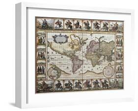 World Old Map. Created By Nicholas Visscher, Published In Amsterdam, 1652-marzolino-Framed Art Print