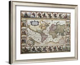 World Old Map. Created By Nicholas Visscher, Published In Amsterdam, 1652-marzolino-Framed Art Print