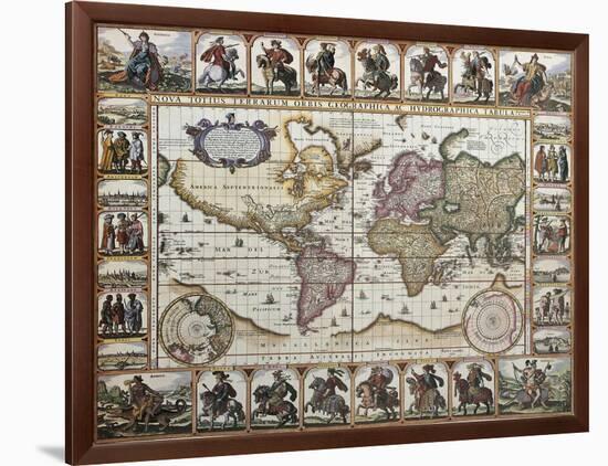 World Old Map. Created By Nicholas Visscher, Published In Amsterdam, 1652-marzolino-Framed Art Print