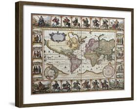 World Old Map. Created By Nicholas Visscher, Published In Amsterdam, 1652-marzolino-Framed Art Print