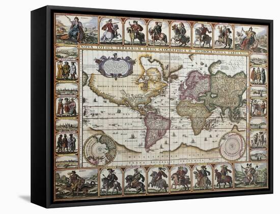 World Old Map. Created By Nicholas Visscher, Published In Amsterdam, 1652-marzolino-Framed Stretched Canvas