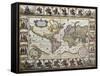 World Old Map. Created By Nicholas Visscher, Published In Amsterdam, 1652-marzolino-Framed Stretched Canvas