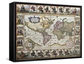 World Old Map. Created By Nicholas Visscher, Published In Amsterdam, 1652-marzolino-Framed Stretched Canvas