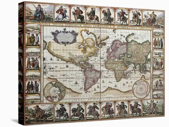World Old Map. Created By Nicholas Visscher, Published In Amsterdam, 1652-marzolino-Stretched Canvas