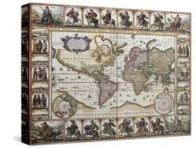 World Old Map. Created By Nicholas Visscher, Published In Amsterdam, 1652-marzolino-Stretched Canvas