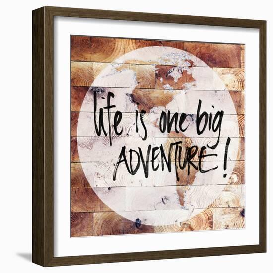 World on Wood-Sd Graphics Studio-Framed Art Print