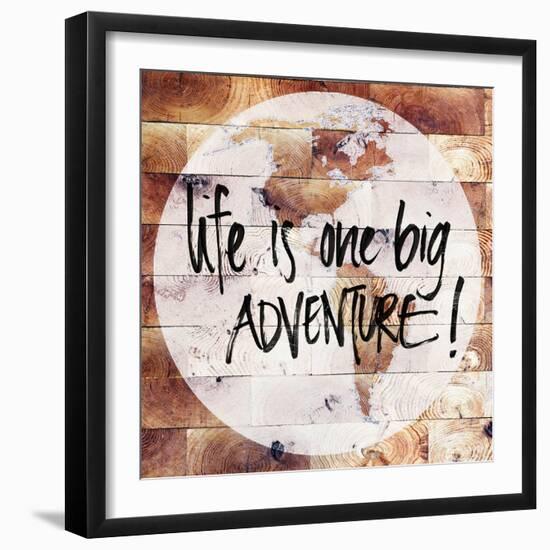 World on Wood-Sd Graphics Studio-Framed Art Print