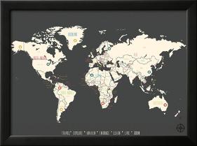 World Personalized Travel Map (includes stickers)-Kindred Sol Collective-Framed Art Print
