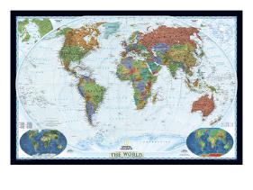 World Political Map, Decorator Style-National Geographic Maps-Stretched Canvas