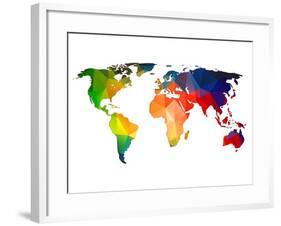 World Polygon Map 1-NaxArt-Framed Art Print