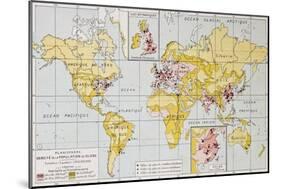 World Population Density At The End Of 19Th Century, Old Map-marzolino-Mounted Art Print