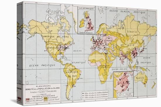 World Population Density At The End Of 19Th Century, Old Map-marzolino-Stretched Canvas