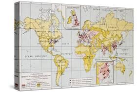 World Population Density At The End Of 19Th Century, Old Map-marzolino-Stretched Canvas