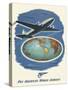 World Routes - Pan American World Airways, Vintage Airline Travel Poster, 1945-Pacifica Island Art-Stretched Canvas