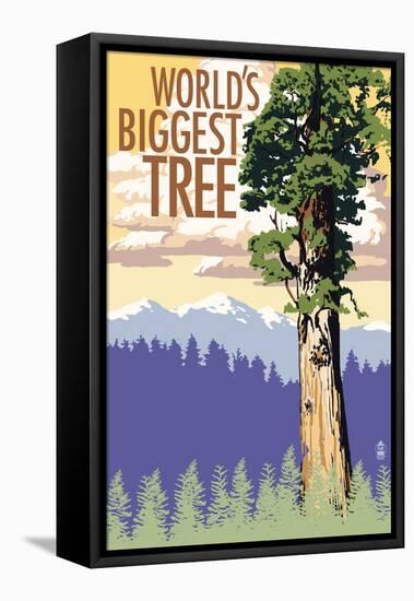 World's Biggest Tree - National Park WPA Sentiment-Lantern Press-Framed Stretched Canvas