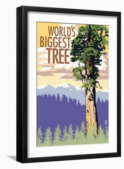 World's Biggest Tree - National Park WPA Sentiment-Lantern Press-Framed Art Print