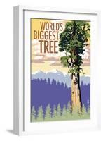 World's Biggest Tree - National Park WPA Sentiment-Lantern Press-Framed Art Print