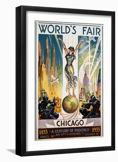 World's Fair Chicago Poster by Glen C. Sheffer-null-Framed Premium Giclee Print