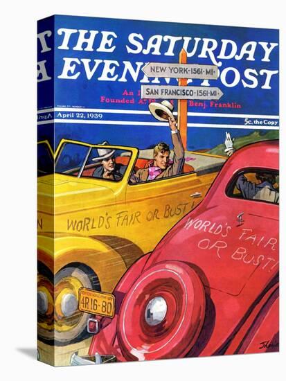 "World's Fair or Bust," Saturday Evening Post Cover, April 22, 1939-John E. Sheridan-Stretched Canvas