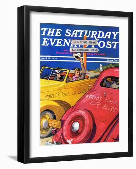 "World's Fair or Bust," Saturday Evening Post Cover, April 22, 1939-John E. Sheridan-Framed Giclee Print