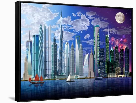 World's Tallest Buildings-Garry Walton-Framed Stretched Canvas