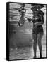 World's Youngest Swimmer Julie Sheldon, 9 Weeks Old, Swimming Underwater-Ed Clark-Framed Stretched Canvas
