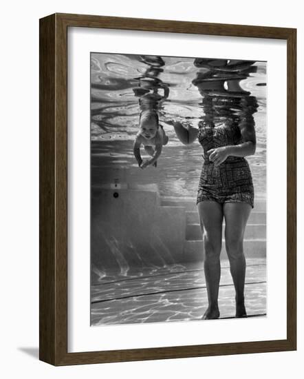 World's Youngest Swimmer Julie Sheldon, 9 Weeks Old, Swimming Underwater-Ed Clark-Framed Photographic Print