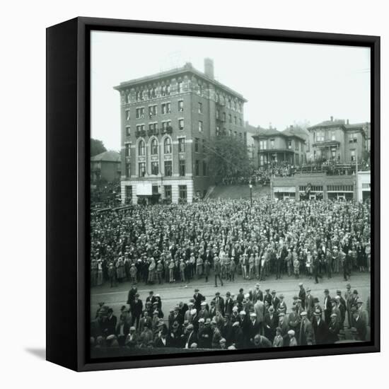 World Series Crowd Watches Scoreboard, 1926-Chapin Bowen-Framed Stretched Canvas