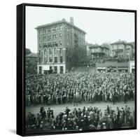 World Series Crowd Watches Scoreboard, 1926-Chapin Bowen-Framed Stretched Canvas