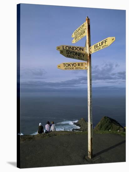 World Sign, Cape Reinga, Northland, North Island, New Zealand-Jeremy Bright-Stretched Canvas