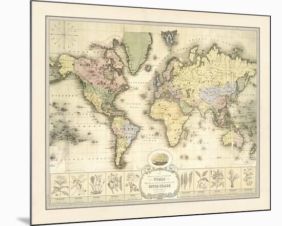 World Spice Trade Map-The Vintage Collection-Mounted Giclee Print