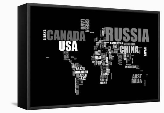 World Text Map-Michael Tompsett-Framed Stretched Canvas