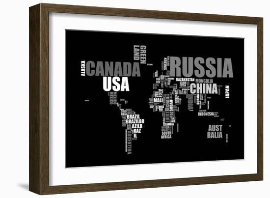 World Text Map-Michael Tompsett-Framed Art Print