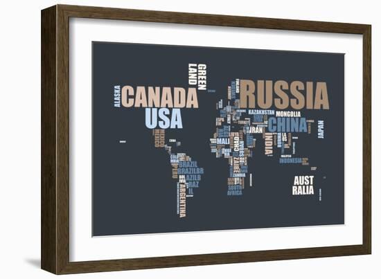 World Text Map-Michael Tompsett-Framed Art Print