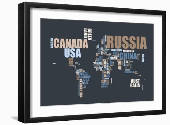 World Text Map-Michael Tompsett-Framed Art Print