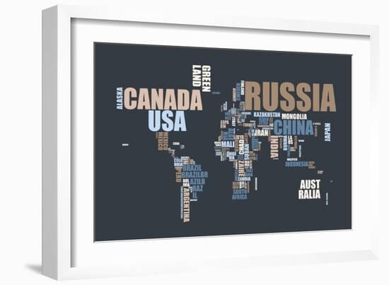 World Text Map-Michael Tompsett-Framed Art Print